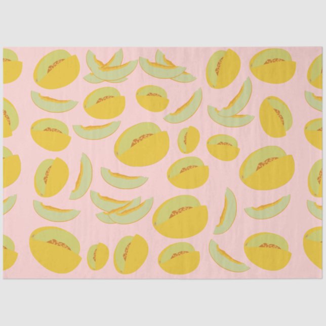 Papel De Seda Patrón de frutas de Melones de Honeydew (Anverso)