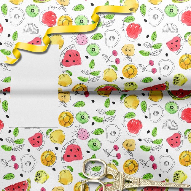 Papel De Seda Patrón de frutas de verano | Blanco (Subido por el creador)