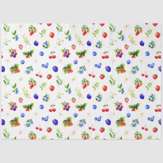 Papel De Seda Patrón de Frutas Rojizas (Anverso)