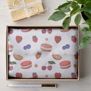 Papel De Seda Patrón de frutas y macarrones franceses