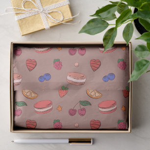 Papel De Seda Patrón de frutas y macarrones franceses