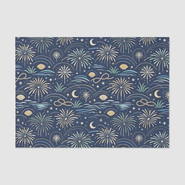 Papel De Seda Patrón de Fuegos Artificiales Coastal Starlight (Anverso)