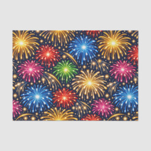 Papel De Seda Patrón de fuegos artificiales de medianoche brilla