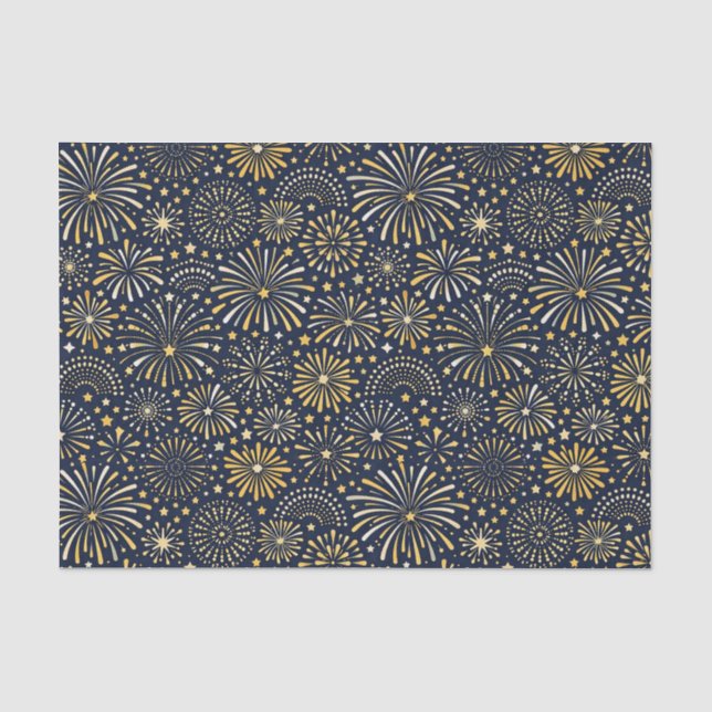 Papel De Seda Patrón de Fuegos Artificiales Estrella Dorada (Anverso)