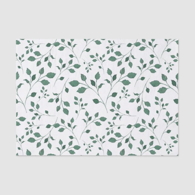 Papel De Seda Patrón de fusión de acuarela verde rústico (Anverso)