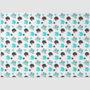 Papel De Seda Patrón de Fútbol Americano Azul Turquesa y Negro