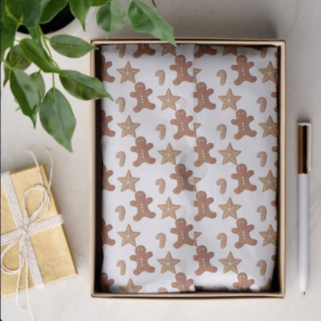 Papel De Seda Patrón de galleta de jengibre de Navidad (Christmas cookie tissue paper in box)