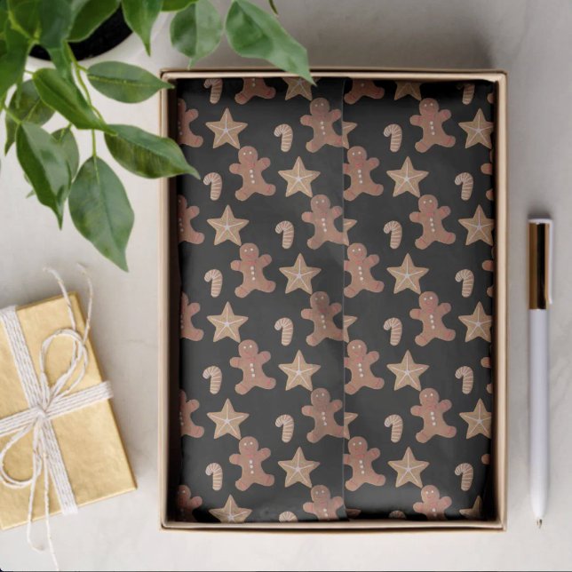 Papel De Seda Patrón de galletas de jengibre de Navidad (tissue paper in box)