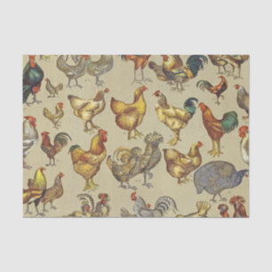 Papel De Seda Patrón de gallo vintage: Arte de granja