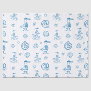 Papel De Seda Patrón de garabato náutico de gaviota caprichosa