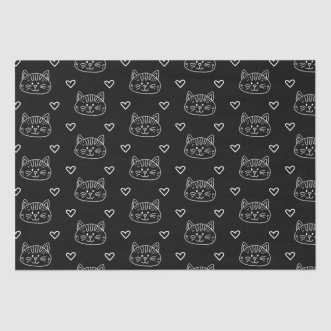 Papel De Seda Patrón de gatito negro sin problemas (Anverso)