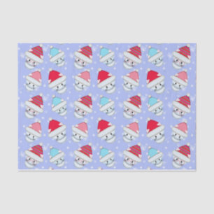Papel De Seda Patrón de gatitos blancos de Navidad en la nieve
