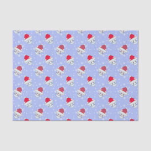 Papel De Seda Patrón de gatitos blancos de Navidad en la nieve