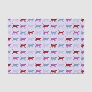 Papel De Seda Patrón de gato caminando púrpura