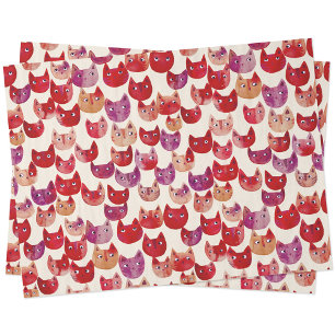 Papel De Seda Patrón de gato de color de agua divertida