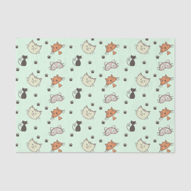 Papel De Seda Patrón de gato Kitty (Anverso)