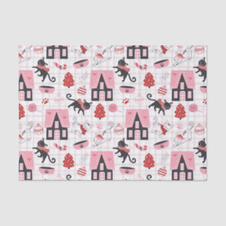 Papel De Seda Patrón de gato Kitty Navidades de invierno