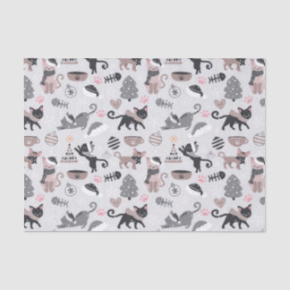 Papel De Seda Patrón de gato Kitty Navidades de invierno