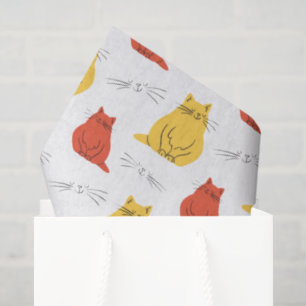 Papel De Seda Patrón de gato naranja y amarillo lindo