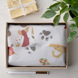 Papel De Seda Patrón de gato navideño adorable