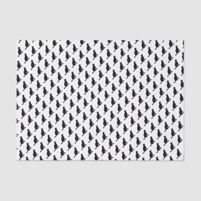 Papel De Seda Patrón de gato negro (Anverso)