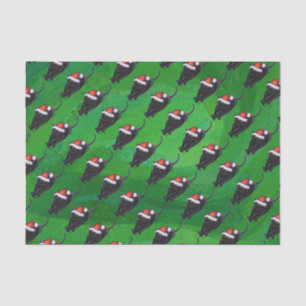 Papel De Seda Patrón de gato negro festivo en verde