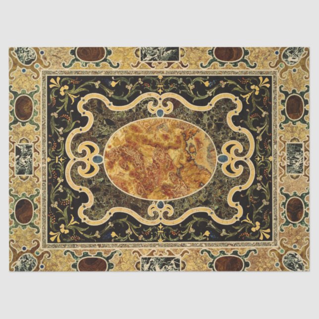 Papel De Seda Patrón de Gemstone de la Antigua Ornamental Italia (Anverso)