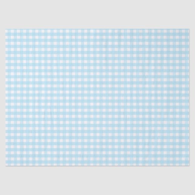 Papel De Seda Patrón de Gingham azul Pastel (Anverso)