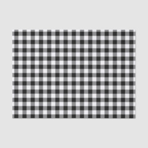Papel De Seda Patrón de Gingham blanco y negro ruso
