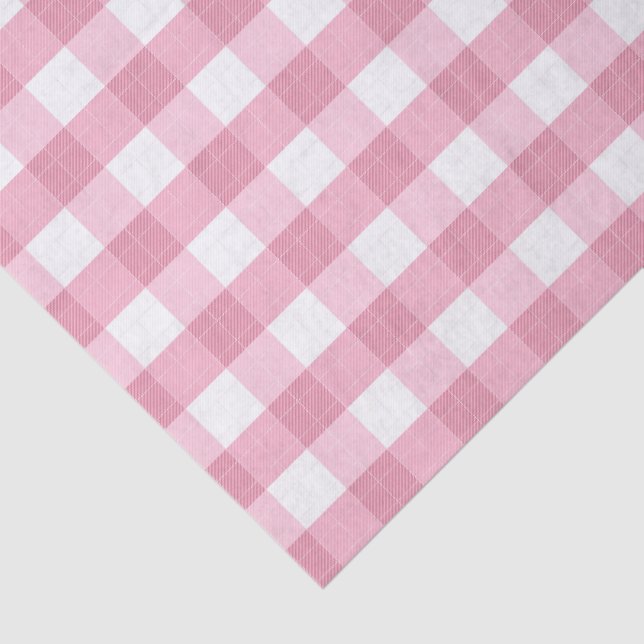 Papel De Seda Patrón de Gingham Clásico Rosa y Blanco (Detalle)