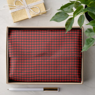 Papel De Seda Patrón de Gingham de Cuadro Búfalo Rojo y Negro Mi