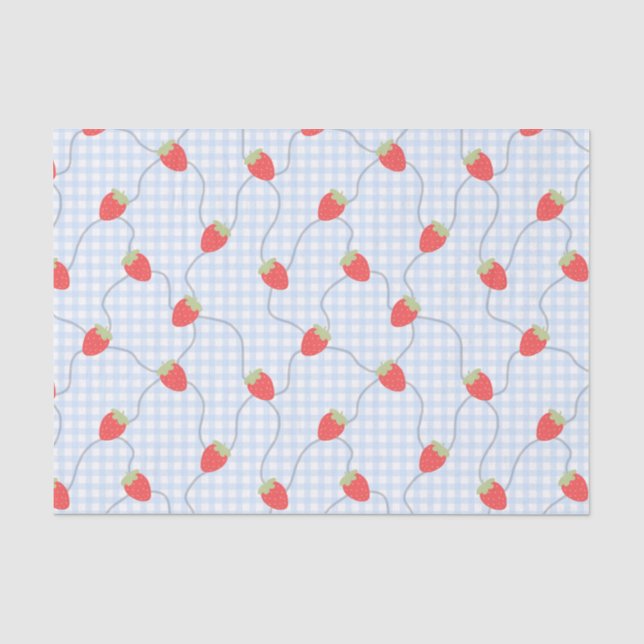 Papel De Seda Patrón de gingham de fresa sin costuras (Anverso)