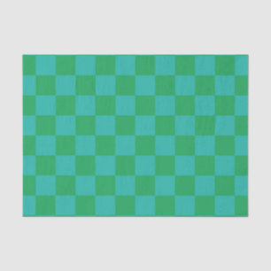 Papel De Seda Patrón de Gingham de Green Blue Checkered
