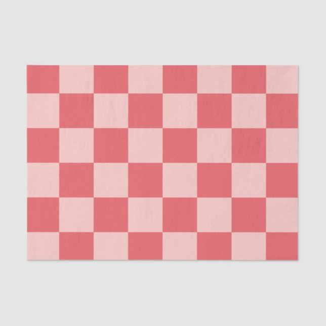 Papel De Seda Patrón de Gingham de Red Checkered Rosa (Anverso)
