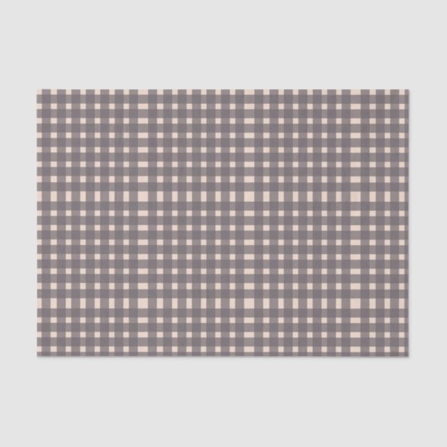 Papel De Seda Patrón de Gingham gris rosa (Anverso)