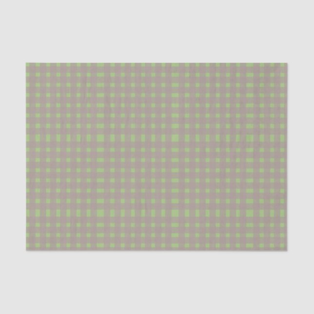 Papel De Seda Patrón de Gingham gris verde (Anverso)