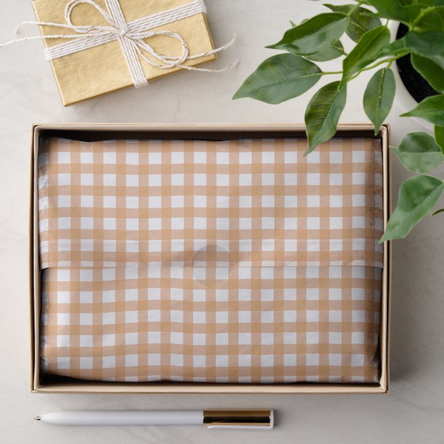 Papel De Seda Patrón de gingham naranja cálido lindo (Regalo )