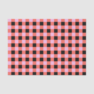 Papel De Seda Patrón de Gingham negro rosado