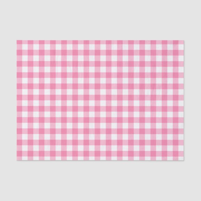 Papel De Seda Patrón de Gingham rosa (Anverso)