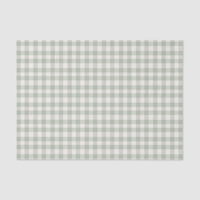 Papel De Seda Patrón de gingham verde pastel (Anverso)