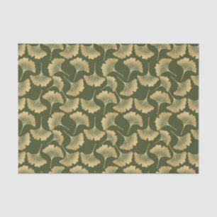 Papel De Seda Patrón de Ginkgo en Oro Mínimo