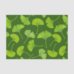 Papel De Seda Patrón de Ginkgo en verde oscuro