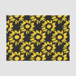 Papel De Seda Patrón de girasol amarillo y negro