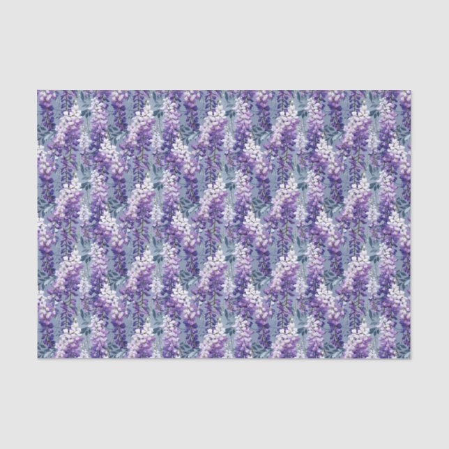 Papel De Seda Patrón de glicinia de azulejos (Anverso)