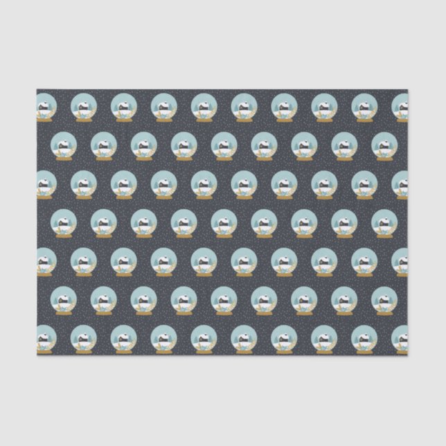 Papel De Seda Patrón de Globe de Nieve de Invierno de Navidades  (Anverso)