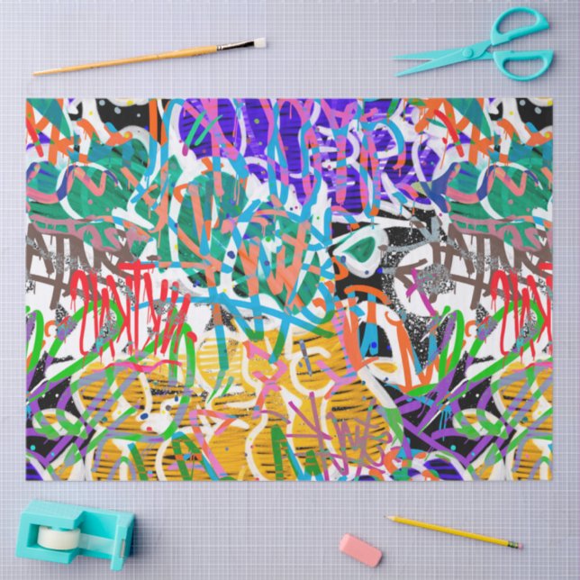 Papel De Seda Patrón de graffiti (Artesanía)