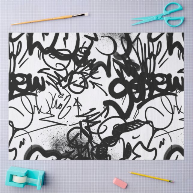 Papel De Seda Patrón de graffiti (Artesanía)