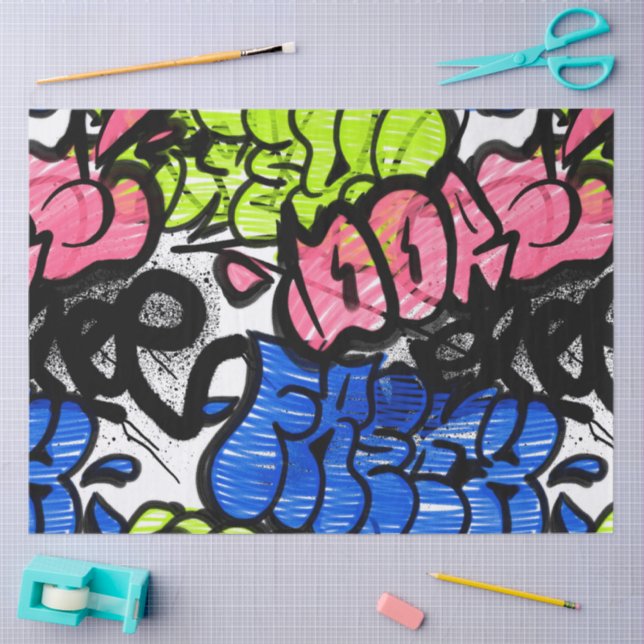 Papel De Seda Patrón de graffiti (Artesanía)