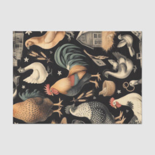 Papel De Seda Patrón de granja de pollo retro