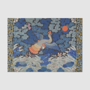Papel De Seda Patrón de grulla china vintage: azul imperial